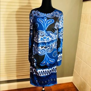 Blue mod print dress